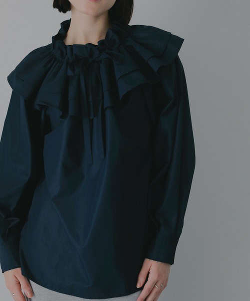 MANOF（マノフ）の「PURSE COLLAR SHIRTS（シャツ/ブラウス・レディース・ネイビー/ホワイト・F）」の18枚目の写真