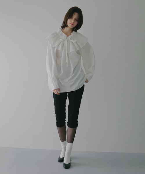 MANOF（マノフ）の「PURSE COLLAR SHIRTS（シャツ/ブラウス・レディース・ネイビー/ホワイト・F）」の3枚目の写真