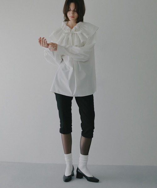 MANOF（マノフ）の「PURSE COLLAR SHIRTS（シャツ/ブラウス・レディース・ネイビー/ホワイト・F）」の4枚目の写真