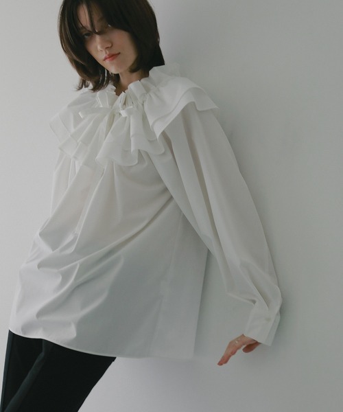 MANOF（マノフ）の「PURSE COLLAR SHIRTS（シャツ/ブラウス・レディース・ネイビー/ホワイト・F）」の7枚目の写真