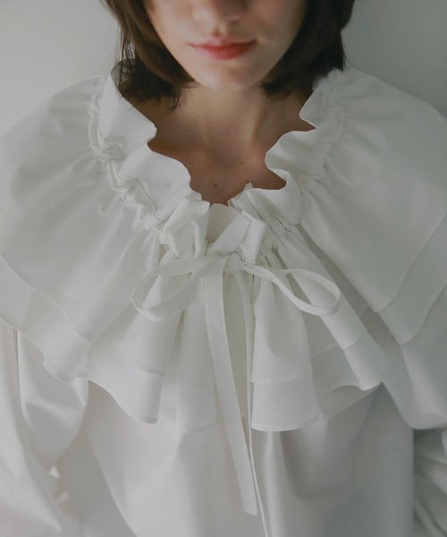 MANOF（マノフ）の「PURSE COLLAR SHIRTS（シャツ/ブラウス・レディース・ネイビー/ホワイト・F）」の8枚目の写真