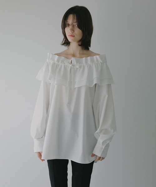 MANOF（マノフ）の「PURSE COLLAR SHIRTS（シャツ/ブラウス・レディース・ネイビー/ホワイト・F）」の11枚目の写真