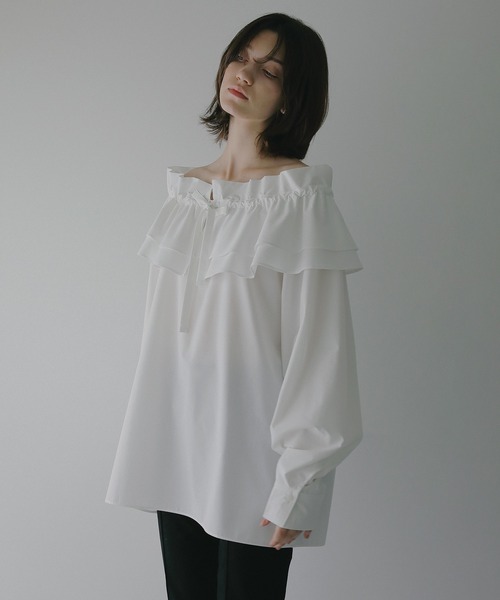 MANOF（マノフ）の「PURSE COLLAR SHIRTS（シャツ/ブラウス・レディース・ネイビー/ホワイト・F）」の12枚目の写真