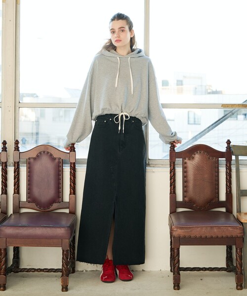 abahouse mavie（アバハウスマヴィ）の「【裏毛】スピンドルフーディー（パーカー・レディース・ライトグレー/ブラック/グレー・フリー）」の6枚目の写真