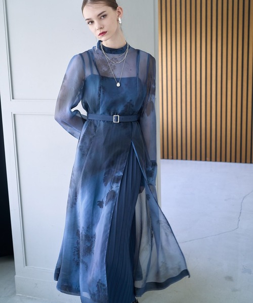 HARE（ハレ）の「【CEREMONY】2Pシアーフラワーワンピース(HARE)（ワンピース・レディース・ブルー/ブラック・FREE）」の3枚目の写真