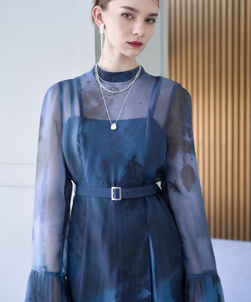 HARE（ハレ）の「【CEREMONY】2Pシアーフラワーワンピース(HARE)（ワンピース・レディース・ブルー/ブラック・FREE）」の4枚目の写真