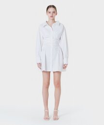 ボリュームシャーリングシャツワンピース ホワイト MBCSOP002WH