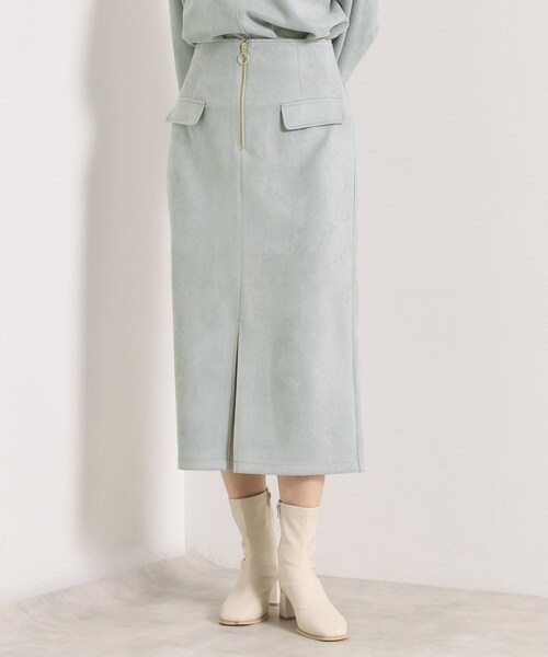 ITS'DEMO（イッツデモ）の「【セットアップ可／手洗い可】カットスエードスカート（スカート・レディース・チャコールグレー/ベビーピンク/アイボリー/グリーン系・00）」の3枚目の写真