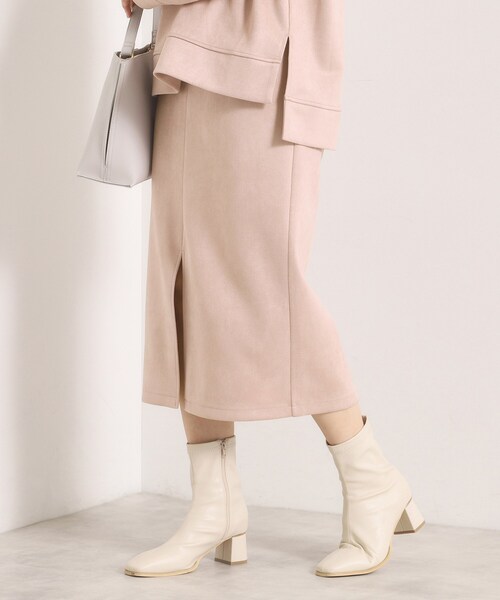 ITS'DEMO（イッツデモ）の「【セットアップ可／手洗い可】カットスエードスカート（スカート・レディース・チャコールグレー/ベビーピンク/アイボリー/グリーン系・00）」の4枚目の写真