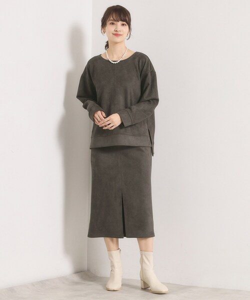 ITS'DEMO（イッツデモ）の「【セットアップ可／手洗い可】カットスエードスカート（スカート・レディース・チャコールグレー/ベビーピンク/アイボリー/グリーン系・00）」の9枚目の写真