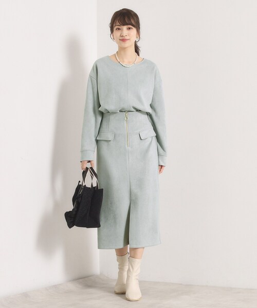 ITS'DEMO（イッツデモ）の「【セットアップ可／手洗い可】カットスエードスカート（スカート・レディース・チャコールグレー/ベビーピンク/アイボリー/グリーン系・00）」の12枚目の写真