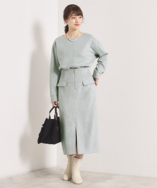 ITS'DEMO（イッツデモ）の「【セットアップ可／手洗い可】カットスエードスカート（スカート・レディース・チャコールグレー/ベビーピンク/アイボリー/グリーン系・00）」の13枚目の写真