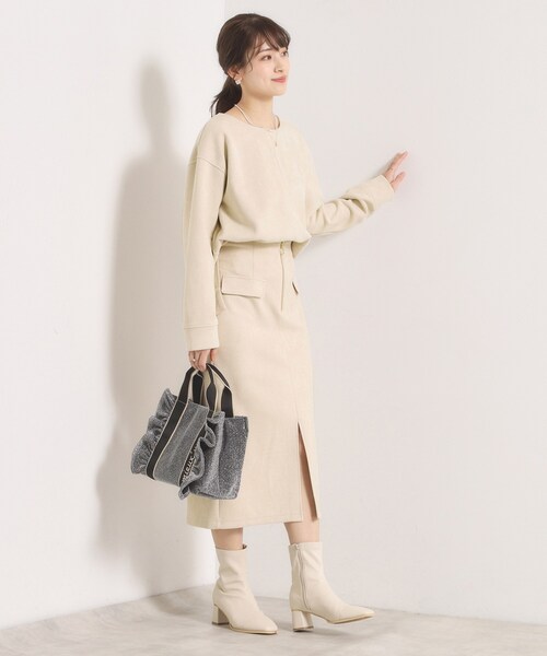 ITS'DEMO（イッツデモ）の「【セットアップ可／手洗い可】カットスエードスカート（スカート・レディース・チャコールグレー/ベビーピンク/アイボリー/グリーン系・00）」の20枚目の写真