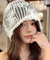 c.u.l（シーユーエル）の「ローゲージ クロシェ かぎ網 お花 ニットキャップ cula1404（ニットキャップ/ビーニー）」