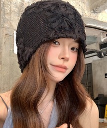 c.u.l（シーユーエル）の「ローゲージ クロシェ かぎ網 お花 ニットキャップ cula1404（ニットキャップ/ビーニー）」