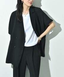 サラサラ合繊ドルマン半袖ジャケット