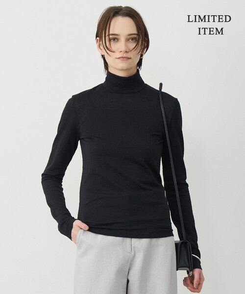 ICB(アイシービー)の「【WEB限定】 コットンレーシージャガード ハイネックカットソー(Tシャツ/カットソー・レディース・アイボリー系/ブラック系・LARGE/X-LARGE)」の1枚目の写真