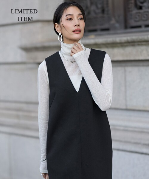 ICB(アイシービー)の「【WEB限定】 コットンレーシージャガード ハイネックカットソー(Tシャツ/カットソー・レディース・アイボリー系/ブラック系・LARGE/X-LARGE)」の2枚目の写真