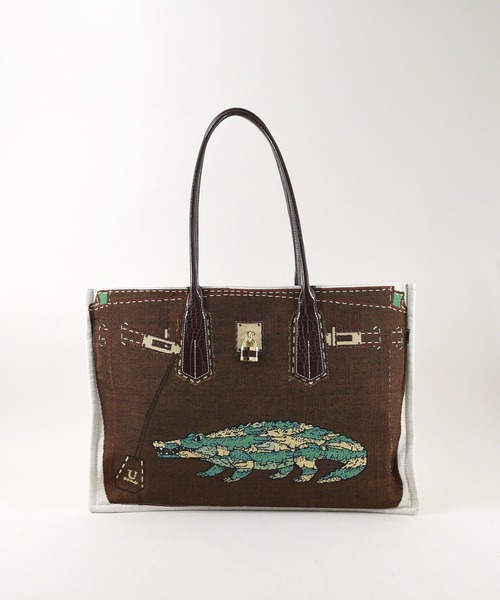 U（ユー）の「WANIMY【ワニミー】 だまし絵ジャガードトートバッグ（トートバッグ・レディース・ブラウン/オフホワイト・FREE）」の14枚目の写真