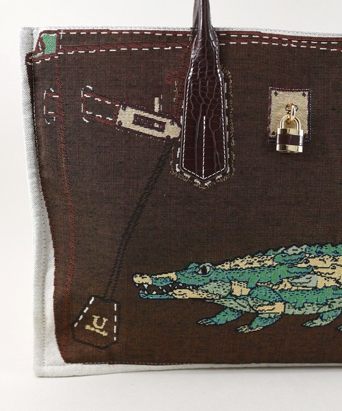 U（ユー）の「WANIMY【ワニミー】 だまし絵ジャガードトートバッグ（トートバッグ・レディース・ブラウン/オフホワイト・FREE）」の17枚目の写真
