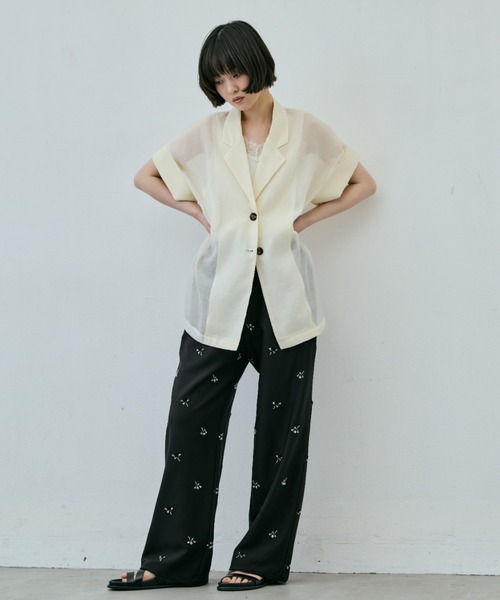 AIC.(エーアイシー)の「ビーズ刺繍イージースラックスパンツ(その他パンツ・レディース・ブラック/チャコールグレー・FREE)」の11枚目の写真