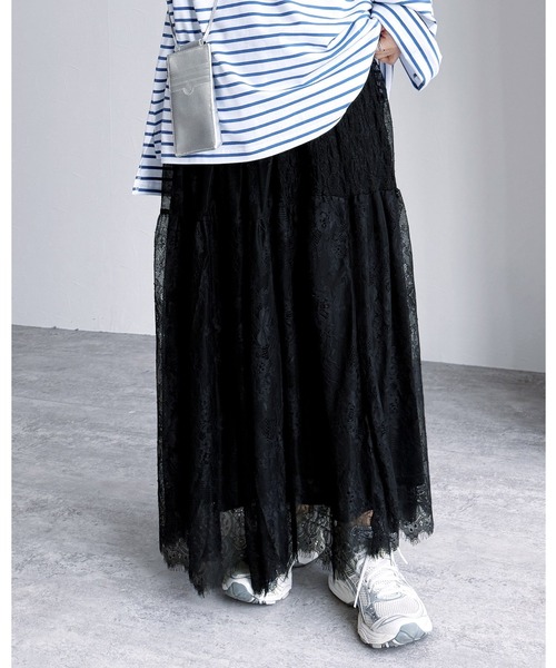 reca（レカ）の「切り替えデザインレーススカート（スカート・レディース・ブラック/オフホワイト・FREE）」の2枚目の写真