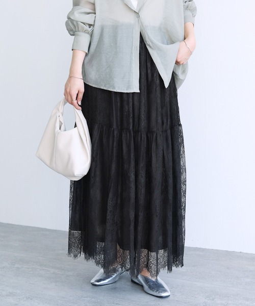 reca（レカ）の「切り替えデザインレーススカート（スカート・レディース・ブラック/オフホワイト・FREE）」の3枚目の写真