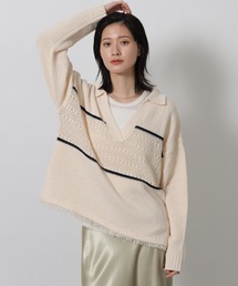 LAKOLE | スキッパー襟透かしニットプルオーバー / 639738(ニット/セーター)