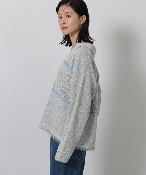 LAKOLE(ラコレ)の「スキッパー襟透かしニットプルオーバー / 639738(ニット/セーター・レディース・ネイビー/グレー/アイボリー・FREE)」の13枚目の写真