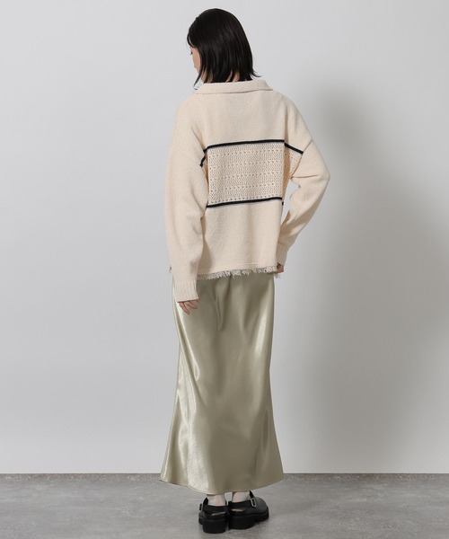 LAKOLE(ラコレ)の「スキッパー襟透かしニットプルオーバー / 639738(ニット/セーター・レディース・ネイビー/グレー/アイボリー・FREE)」の6枚目の写真