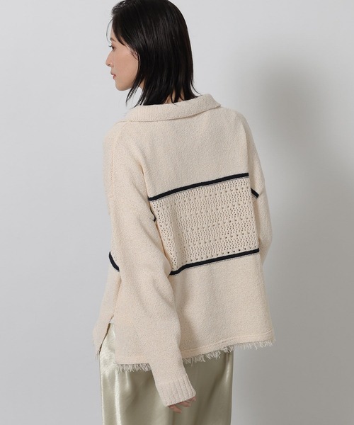 LAKOLE(ラコレ)の「スキッパー襟透かしニットプルオーバー / 639738(ニット/セーター・レディース・ネイビー/グレー/アイボリー・FREE)」の8枚目の写真