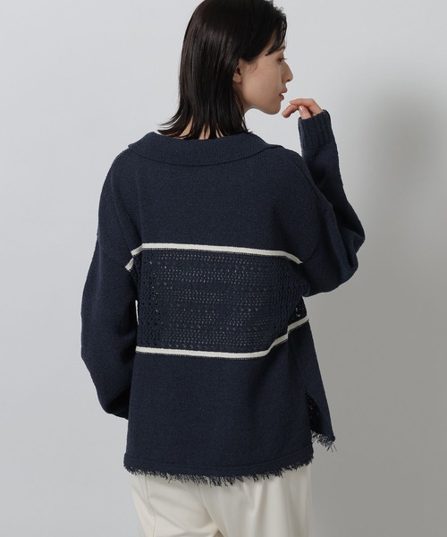 LAKOLE(ラコレ)の「スキッパー襟透かしニットプルオーバー / 639738(ニット/セーター・レディース・ネイビー/グレー/アイボリー・FREE)」の19枚目の写真