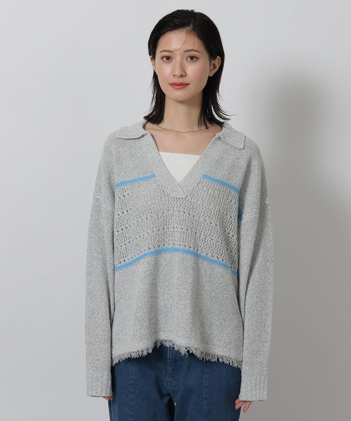 LAKOLE(ラコレ)の「スキッパー襟透かしニットプルオーバー / 639738(ニット/セーター・レディース・ネイビー/グレー/アイボリー・FREE)」の20枚目の写真