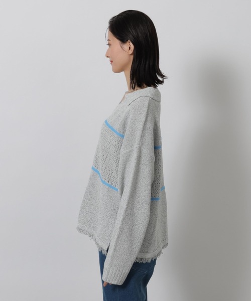 LAKOLE(ラコレ)の「スキッパー襟透かしニットプルオーバー / 639738(ニット/セーター・レディース・ネイビー/グレー/アイボリー・FREE)」の21枚目の写真