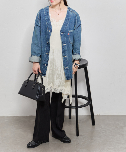 JOURNAL STANDARD（ジャーナルスタンダード）の「《追加2》フィブリルリヨセルキャミワンピース（ワンピース・レディース・アイボリー/ネイビー・FREE）」の4枚目の写真