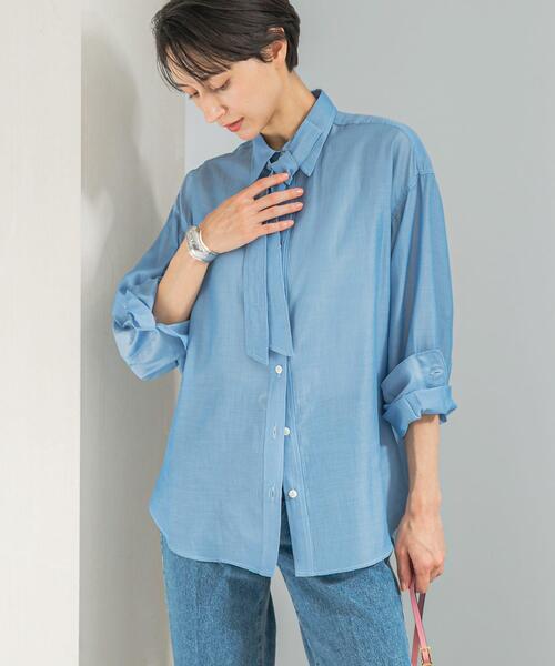 URBAN RESEARCH ROSSO WOMEN(アーバンリサーチ ロッソ)の「タイ付デニムライクシアーシャツ(シャツ/ブラウス・レディース・ライトブルー/インディゴブルー・FREE)」の12枚目の写真