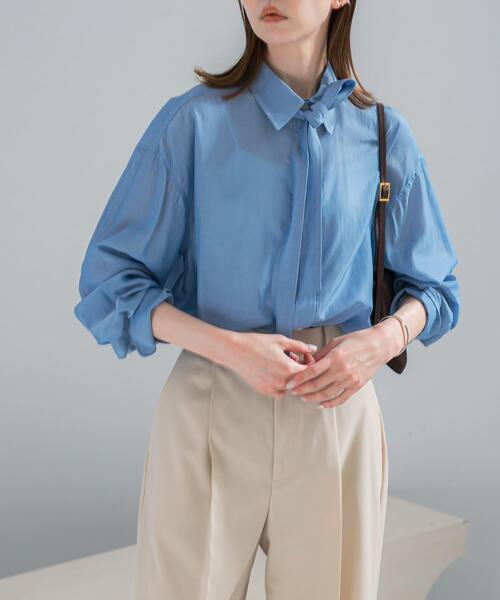 URBAN RESEARCH ROSSO WOMEN(アーバンリサーチ ロッソ)の「タイ付デニムライクシアーシャツ(シャツ/ブラウス・レディース・ライトブルー/インディゴブルー・FREE)」の7枚目の写真