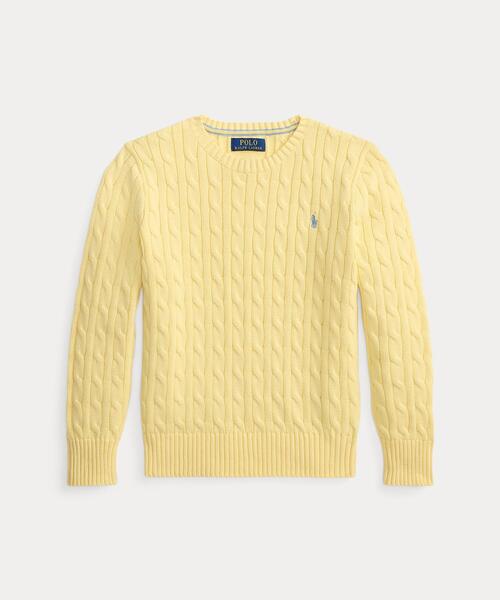 POLO RALPH LAUREN CHILDRENSWEAR(ポロ ラルフ ローレン チルドレンズウェア)の「ケーブルニット コットン セーター(ニット/セーター・キッズ・イエロー・L/XL/M/S)」の1枚目の写真