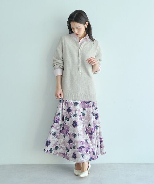 YECCA VECCA(イェッカヴェッカ)の「水彩フラワー柄マーメイドスカート(スカート・レディース・グリーン/パープル・FREE)」の20枚目の写真