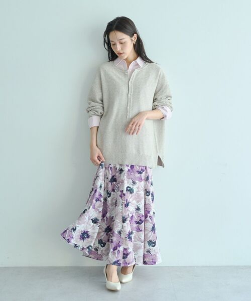 YECCA VECCA(イェッカヴェッカ)の「水彩フラワー柄マーメイドスカート(スカート・レディース・グリーン/パープル・FREE)」の21枚目の写真