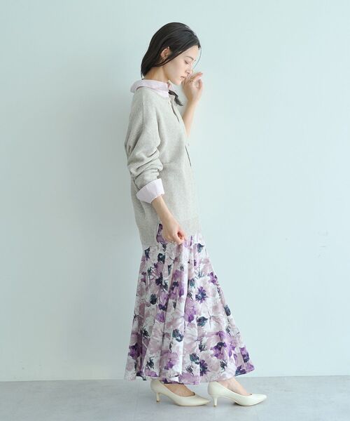 YECCA VECCA(イェッカヴェッカ)の「水彩フラワー柄マーメイドスカート(スカート・レディース・グリーン/パープル・FREE)」の22枚目の写真