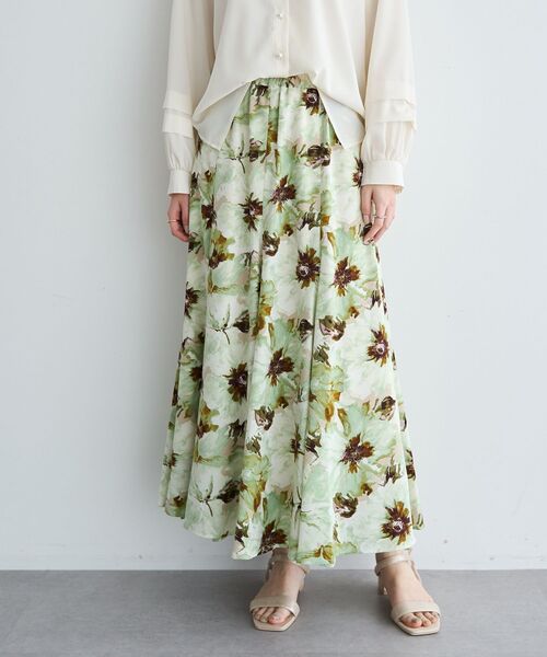 YECCA VECCA(イェッカヴェッカ)の「水彩フラワー柄マーメイドスカート(スカート・レディース・グリーン/パープル・FREE)」の11枚目の写真