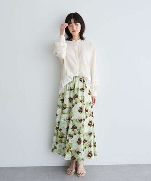 YECCA VECCA(イェッカヴェッカ)の「水彩フラワー柄マーメイドスカート(スカート・レディース・グリーン/パープル・FREE)」の13枚目の写真