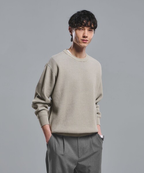 green label relaxing（グリーンレーベルリラクシング）の「コットン リバー カノコ クルーネック ニット（ニット/セーター・メンズ・ホワイト/グレー系/ブラック・L/M/XL/S）」の3枚目の写真