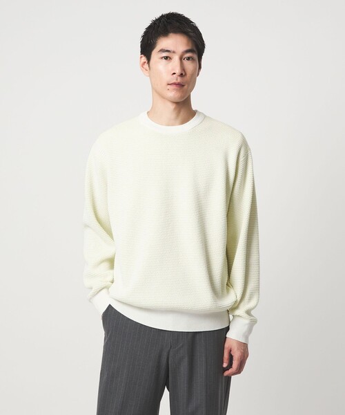 green label relaxing（グリーンレーベルリラクシング）の「コットン リバー カノコ クルーネック ニット（ニット/セーター・メンズ・ホワイト/グレー系/ブラック・L/M/XL/S）」の8枚目の写真