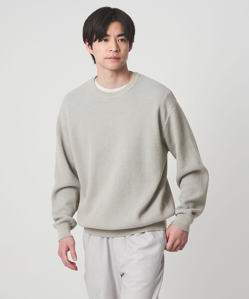 green label relaxing（グリーンレーベルリラクシング）の「コットン リバー カノコ クルーネック ニット（ニット/セーター・メンズ・ホワイト/グレー系/ブラック・L/M/XL/S）」の11枚目の写真