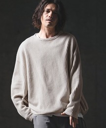 GLIMCLAP（グリムクラップ）の「mlt5566-Big Waffle Oversized Long Sleeve T-Shirt ロングスリーブTシャツ(201-019-gls-cg)（Tシャツ/カットソー）」