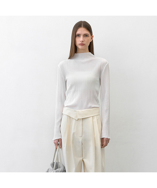 ATELIER NAIN(アトリエナイン)の「MUE CREASE JERSEY TEE(T-7004)(Tシャツ/カットソー・レディース・ブラック/ホワイト/グレー・MEDIUM/SMALL)」の1枚目の写真