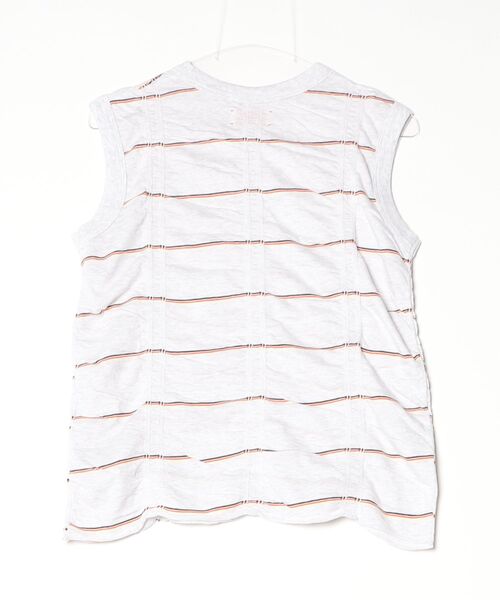 MEYAME(メヤメ)の「MEYAME/メヤメ タックジャガードボーダースリーブレス TUCKED JACQUARD BORDER SLEEVELESS(Tシャツ/カットソー・レディース・ブラック/ヘザーグレー・FREE)」の3枚目の写真