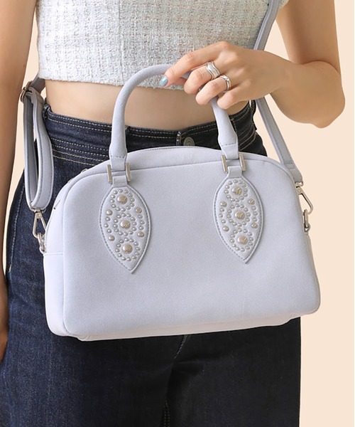 Casselini（キャセリーニ）の「Casselini(キャセリーニ)スタッズハンドバッグ（ハンドバッグ・レディース・ブラック/アイボリー/サックスブルー・FREE）」の11枚目の写真